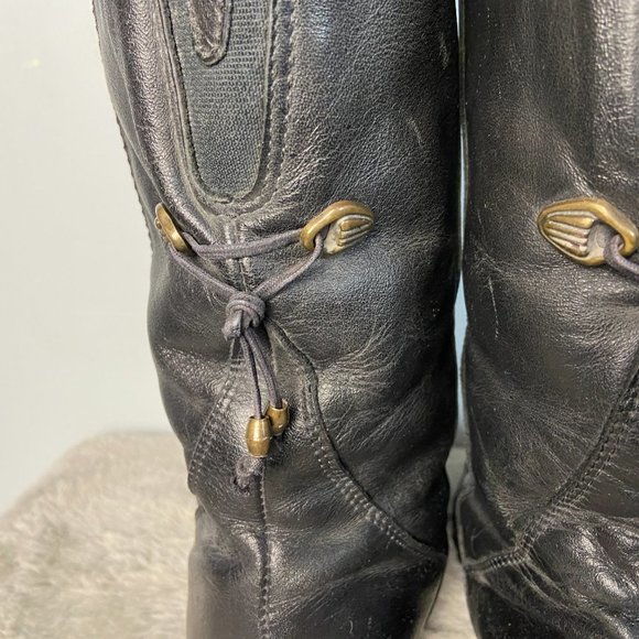 COLLEGE by Regence Vintage Black Leather Pull On Boots Size 8 - Picture 6 of 10